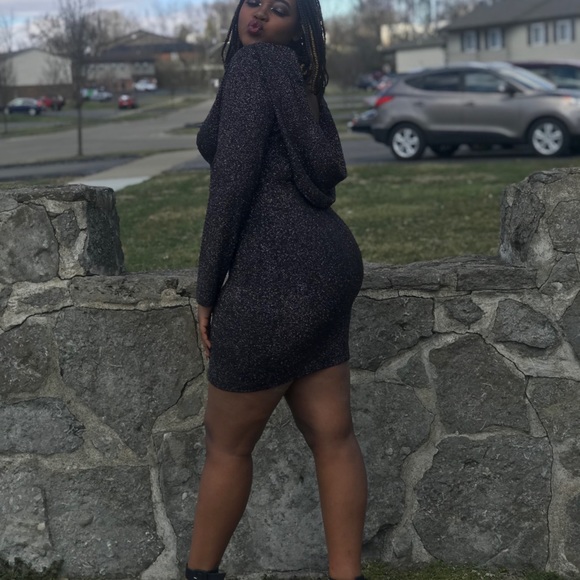 Black evening dress glittered in rose gold - Picture 1 of 4